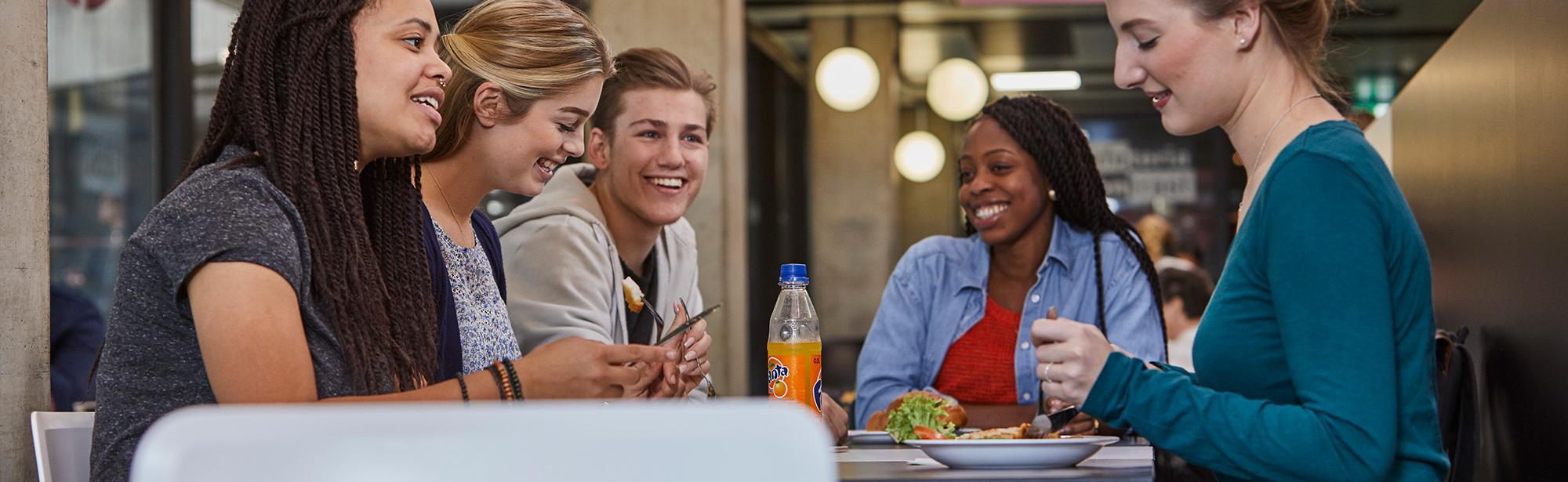 Students eating together